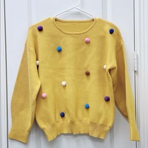 Women yellow bobble sweater sweatshirt
